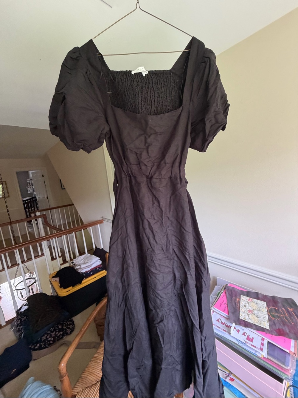 Astr Black Maxi Dress with Puff Sleeves